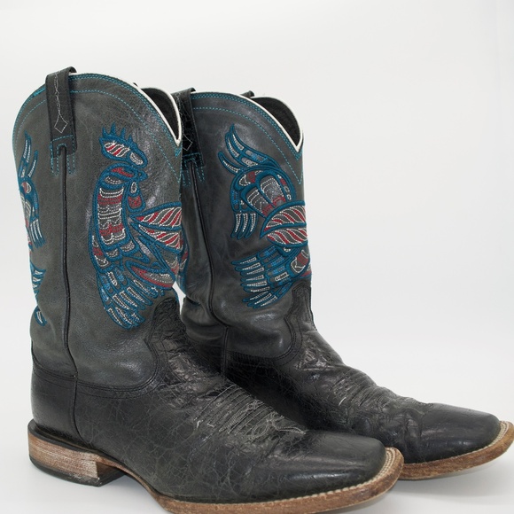 Ariat Bankroll black "elephant print" leather Cowboy Boots - size 11.5 D - Picture 1 of 15